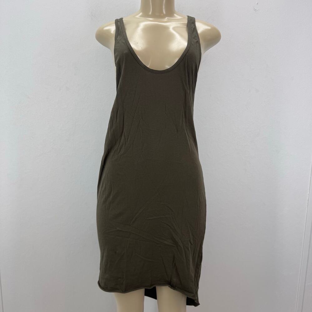 NWT OAK NYC Side Cowl Long Tank Green Olive sz M Cotton USA Made Beach Neutral